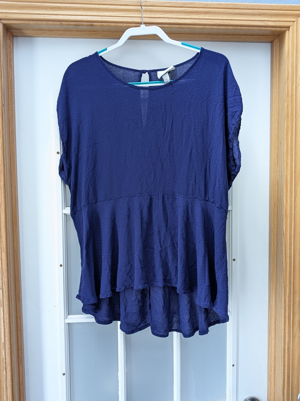 Ava & Viv Blue Short Sleeve Peplum Top